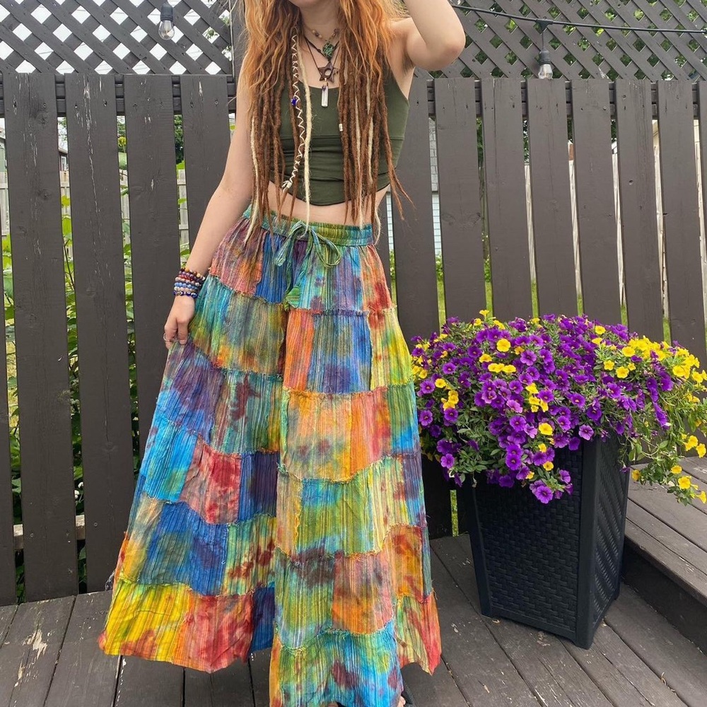 Handmade Tie Dye Boho Hippie Patchwork Long Skirt